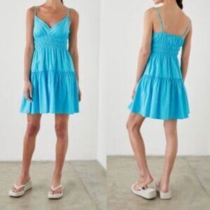 Rails Carmen Dress Smocked Waist Back Size M Aqua Blue Surf Straps Feminine
